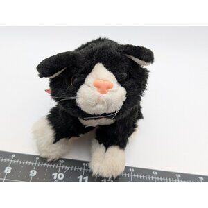 Tyco Playtime Kitty Cat Plush Kitten Black White Purrs Stuffed Animal Toy